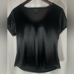 White House Black Market Black Scoop Neck Short Sleeve Velvet T-Shirt